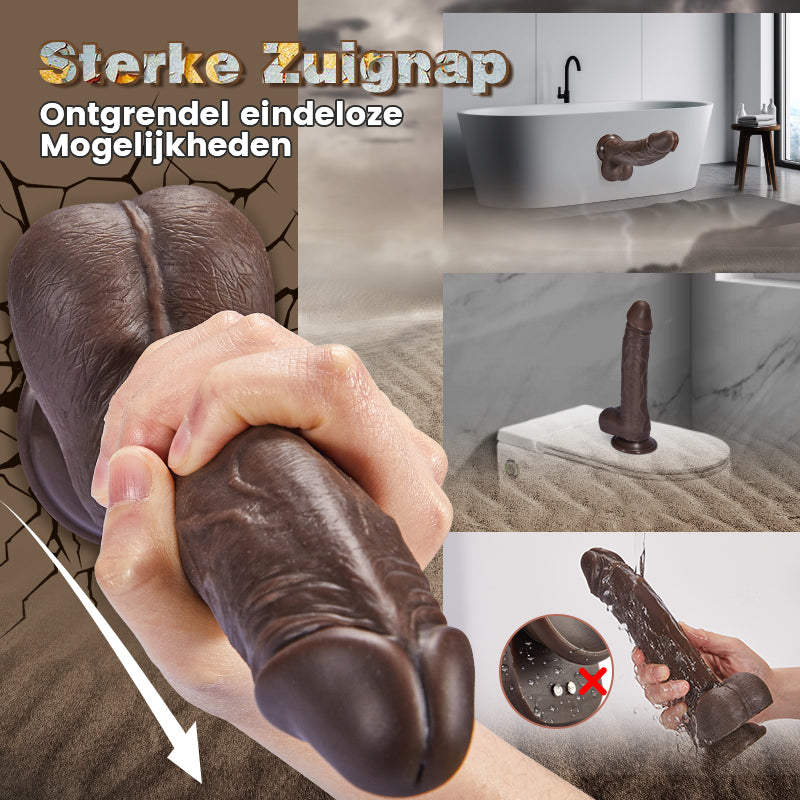 Duże czarne realistyczne dildo 3w1 pilot 18CM